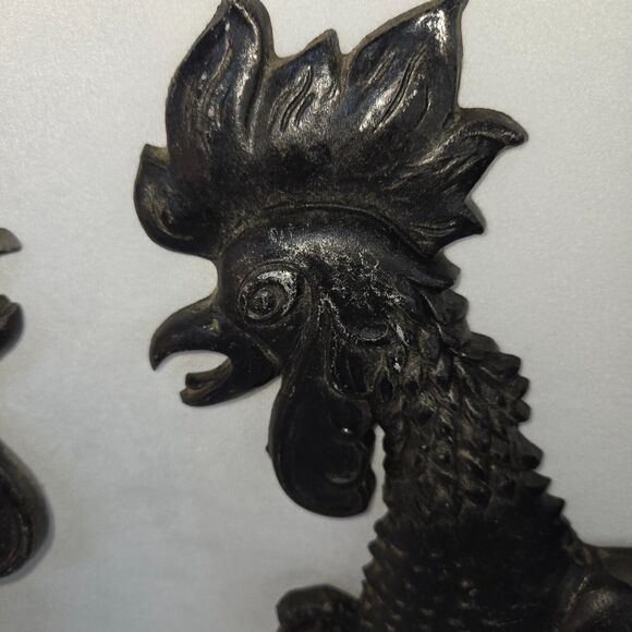 Cast Iron Rooster Wall Hangs by Midwest 16" x 12" Black‎ Vintage 1960s VG+ - Picture 2 of 14
